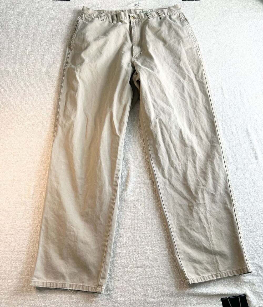 Eddie Bauer Relaxed-Fit Chino Pants Men 36x32 Tan Khaki Casual Cotton